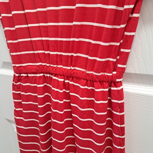 ❤️ New! Yummie Striped Dress Red And White Stripes V-neck XS Short Sleeved Dress - Picture 8 of 13